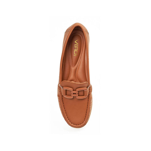 Verde Γυναικεία Loafer με Διακοσμητική Αγκράφα 28-3907 Κάμελ